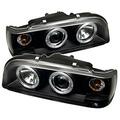 Whole-In-One Projector Headlights LED Halo Black High H1 Low H1 for 1993-1997 Volvo 850 WH3854953